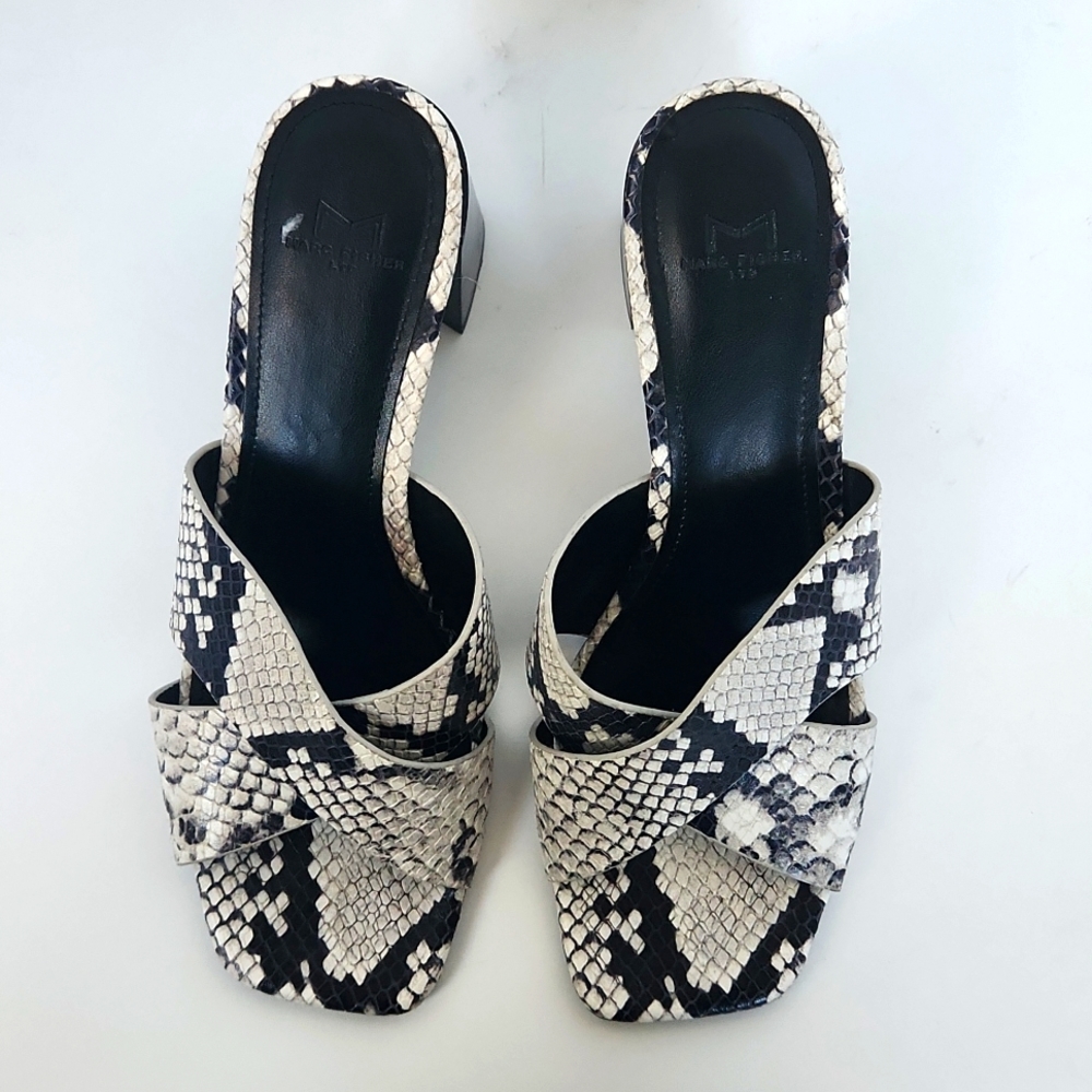 Sale 🔥 Marc Fisher Snakeskin Open Toed Sandals with Block Heel Size 7